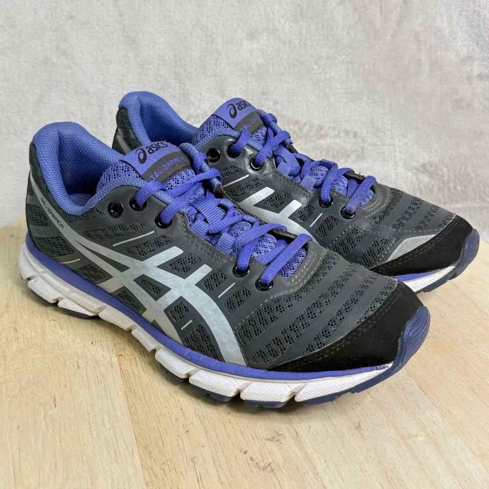 Asics Gel-Zaraca‎ Womens Running Shoes Grey Black Purple Low Top Sneakers